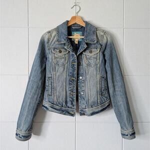 Vintage y2k Abercrombie & Fitch distressed denim jean jacket